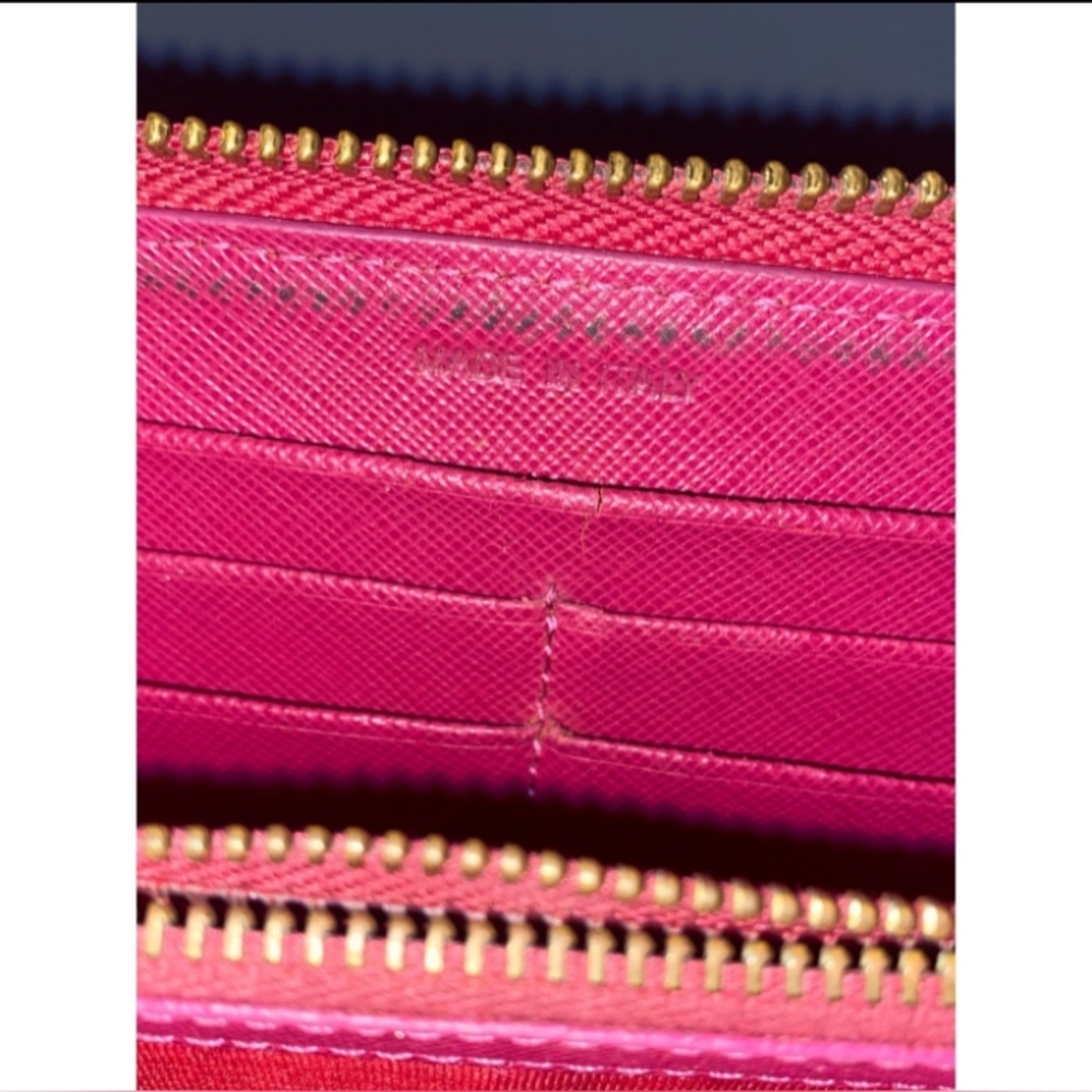 Authentic Prada Pink Saffiano Leather Pionia Fiocco Bow Long Wallet - Picture 10 of 12